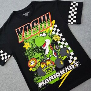 Mario Kart Yoshi Graphic T-Shirt Mens Small Black Hybrid Apparel Nintendo 2023